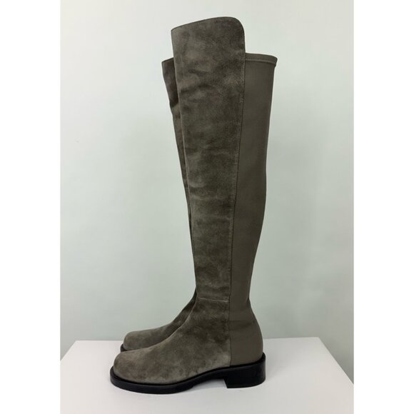 New Stuart Weitzman 5050 Bold Over The Knee Boot Grey Suede Sz 5.5 - Picture 7 of 15